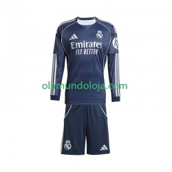 Camisola Real Madrid Criança Equipamento Segundo 2025-2026 Manga Comprida